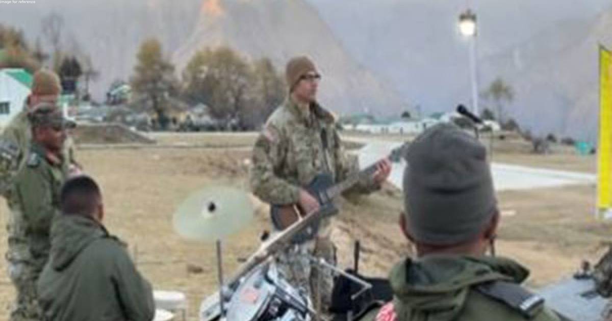 Soldiers of Indian, US Armies play musical tunes during Yudh Abhyas 2022 in Uttarakhand's Auli